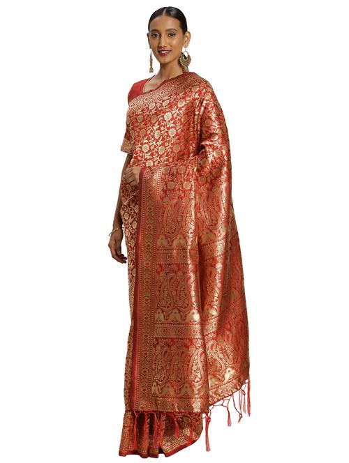 zari work woven saree with blouse - 17379780 - Standard Image - 1