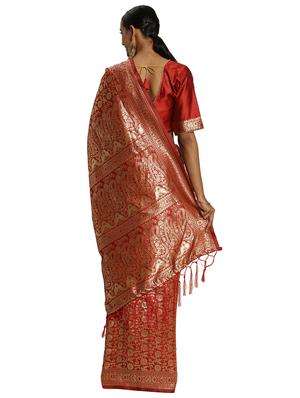 zari work woven saree with blouse - 17379780 - Standard Image - 2