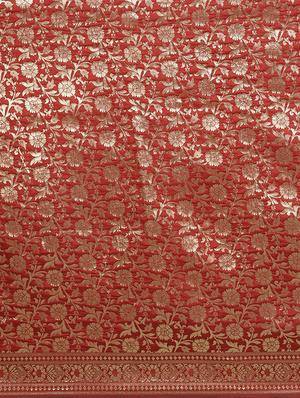 zari work woven saree with blouse - 17379780 - Standard Image - 3