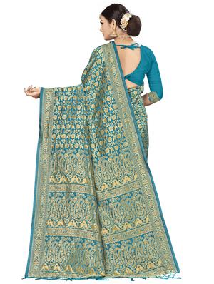 zari work woven saree with blouse - 17379781 - Standard Image - 2