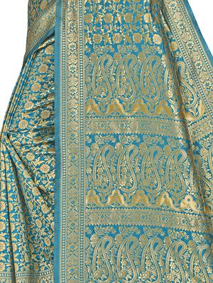 zari work woven saree with blouse - 17379781 - Standard Image - 4