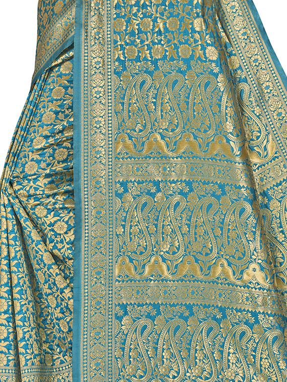 zari work woven saree with blouse - 17379781 - Zoom Image - 4