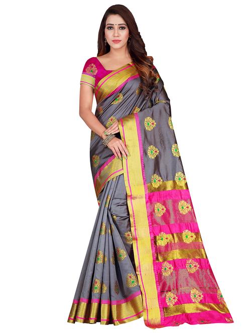 zari work woven saree with blouse - 17379835 - Standard Image - 1