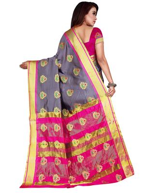 zari work woven saree with blouse - 17379835 - Standard Image - 2