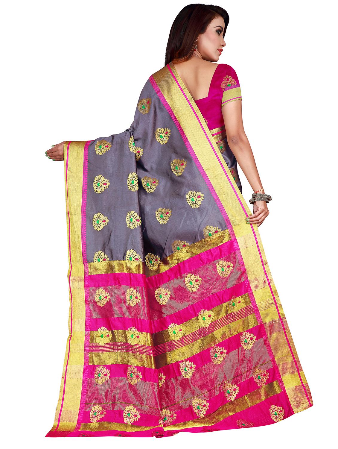 zari work woven saree with blouse - 17379835 - Zoom Image - 2
