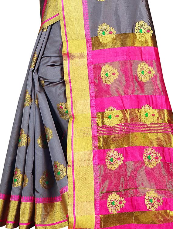 zari work woven saree with blouse - 17379835 - Zoom Image - 4