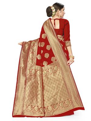 zari work woven saree with blouse - 17379858 - Standard Image - 2
