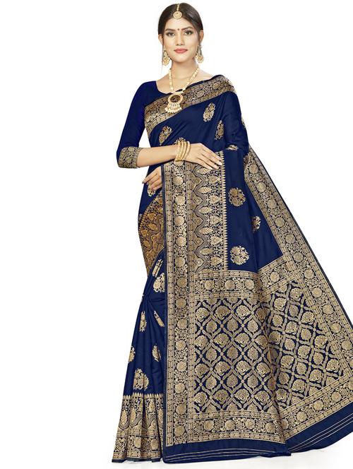 zari work woven saree with blouse - 17379869 - Standard Image - 1