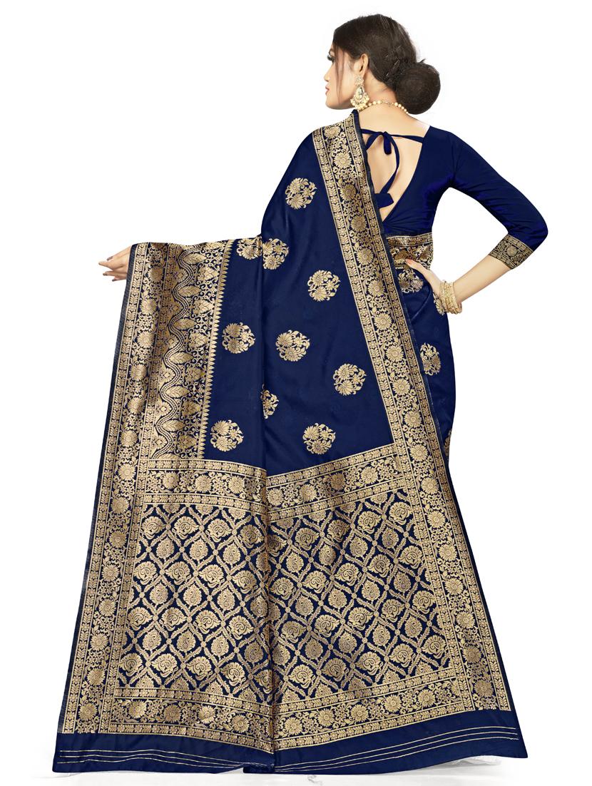 zari work woven saree with blouse - 17379869 - Zoom Image - 2