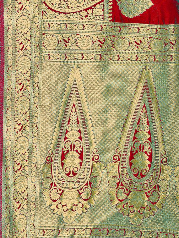 zari work woven saree with blouse - 17379872 - Zoom Image - 3