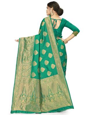zari work woven saree with blouse - 17379873 - Standard Image - 2