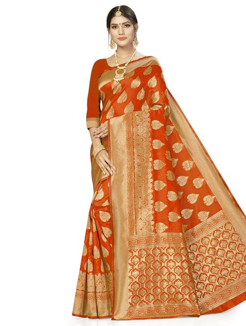 zari work woven saree with blouse - 17379878 - Standard Image - 1
