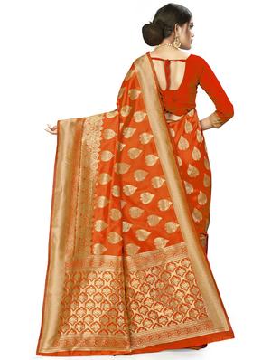 zari work woven saree with blouse - 17379878 - Standard Image - 2