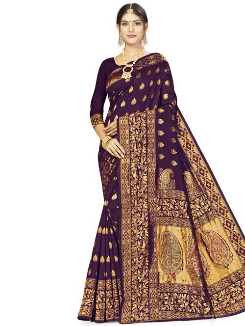 zari work woven saree with blouse - 17379892 - Standard Image - 1