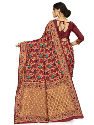floral woven saree with blouse - 17379895 - Standard Image - 2