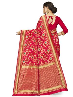 zari work woven saree with blouse - 17379910 - Standard Image - 2