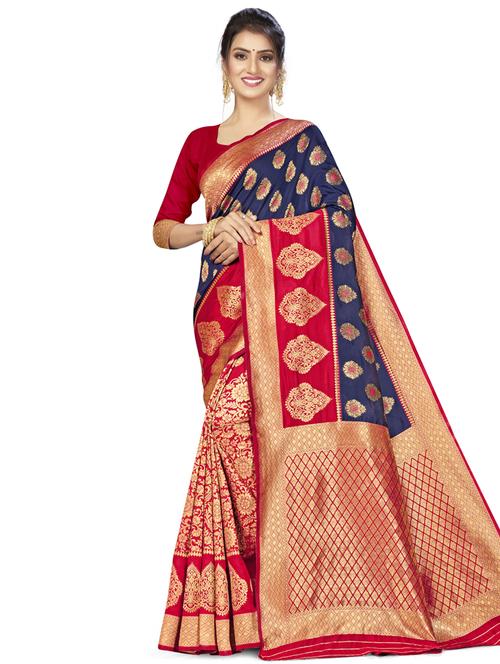 zari work woven saree with blouse - 17379915 - Standard Image - 1