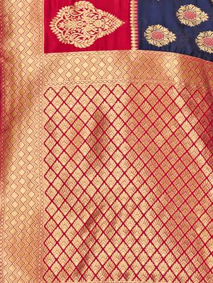 zari work woven saree with blouse - 17379915 - Standard Image - 4