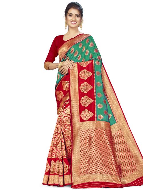 zari work woven saree with blouse - 17379916 - Standard Image - 1