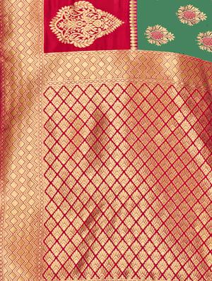 zari work woven saree with blouse - 17379916 - Standard Image - 4