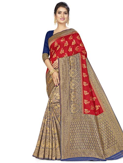 zari work woven saree with blouse - 17379921 - Standard Image - 1