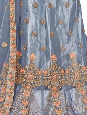 embroidered a-line semi-stitched lehenga - 17379991 - Standard Image - 2