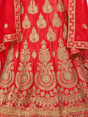 embroidered a-line semi-stitched lehenga - 17379993 - Standard Image - 2