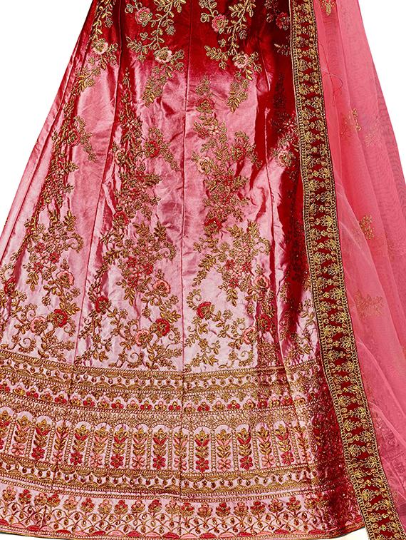 embroidered a-line semi-stitched lehenga - 17379999 - Zoom Image - 2