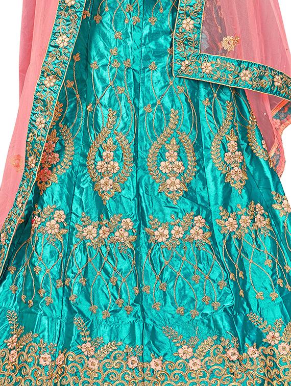 embroidered a-line semi-stitched lehenga - 17380004 - Zoom Image - 2