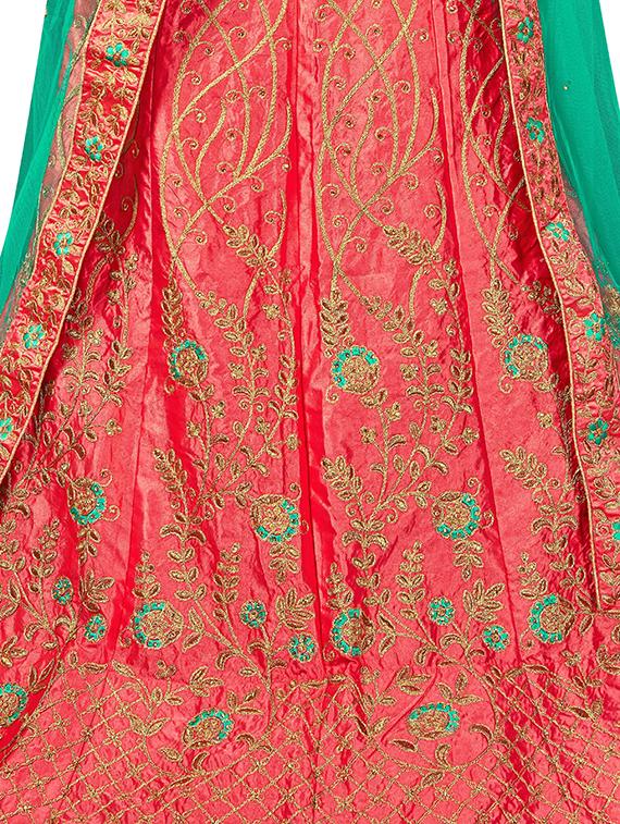 embroidered a-line semi-stitched lehenga - 17380009 - Zoom Image - 2