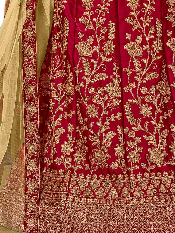 embroidered a-line semi-stitched lehenga - 17380012 - Zoom Image - 2