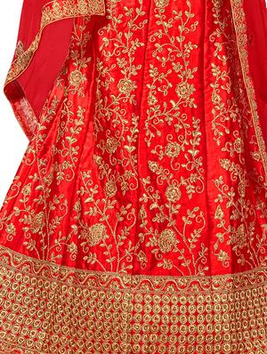 embroidered a-line semi-stitched lehenga - 17380014 - Standard Image - 2