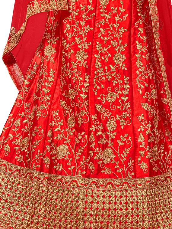 embroidered a-line semi-stitched lehenga - 17380014 - Zoom Image - 2