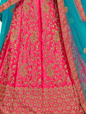 embroidered a-line semi-stitched lehenga - 17380016 - Standard Image - 2