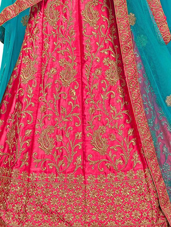 embroidered a-line semi-stitched lehenga - 17380016 - Zoom Image - 2