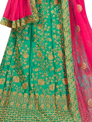 embroidered a-line semi-stitched lehenga - 17380017 - Standard Image - 2