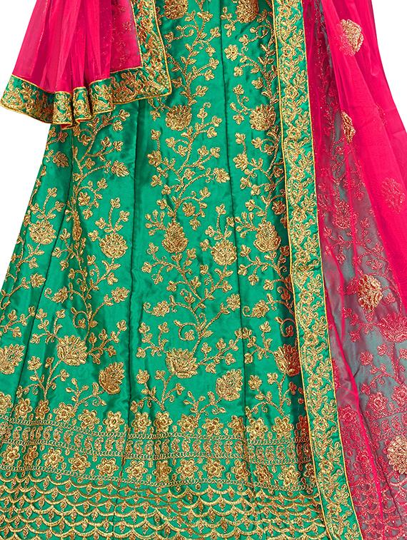 embroidered a-line semi-stitched lehenga - 17380017 - Zoom Image - 2