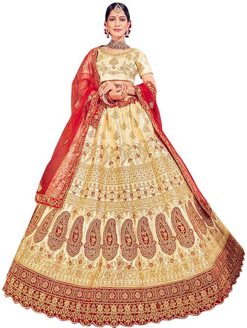 embroidered a-line semi-stitched lehenga - 17380054 - Standard Image - 1