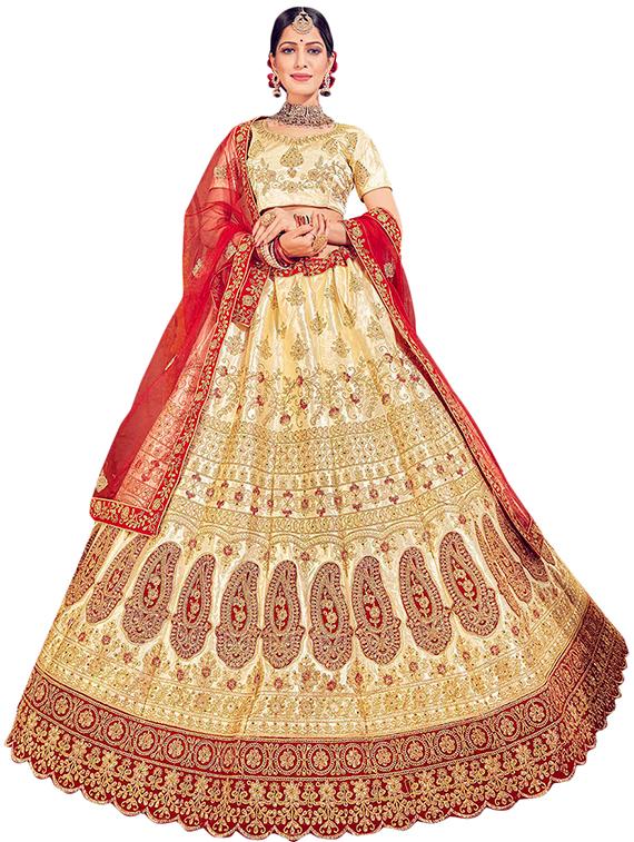 embroidered a-line semi-stitched lehenga - 17380054 - Zoom Image - 1