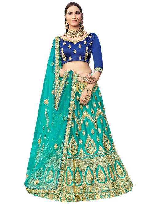 embroidered a-line semi-stitched lehenga - 17380062 - Standard Image - 1