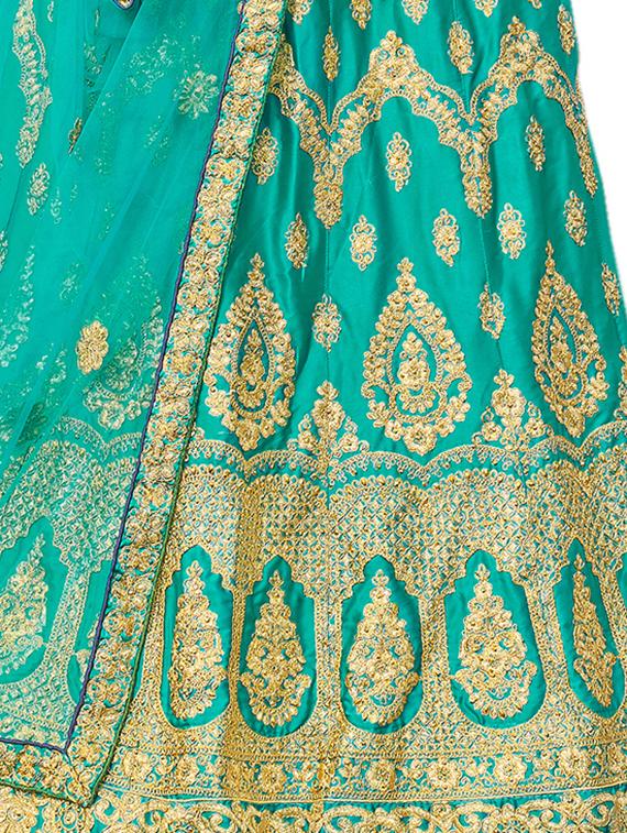 embroidered a-line semi-stitched lehenga - 17380062 - Zoom Image - 2
