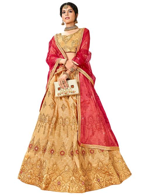 embroidered a-line semi-stitched lehenga - 17380069 - Standard Image - 1