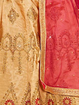 embroidered a-line semi-stitched lehenga - 17380069 - Standard Image - 2