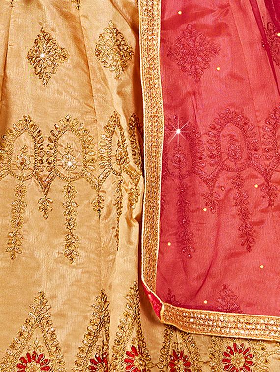 embroidered a-line semi-stitched lehenga - 17380069 - Zoom Image - 2