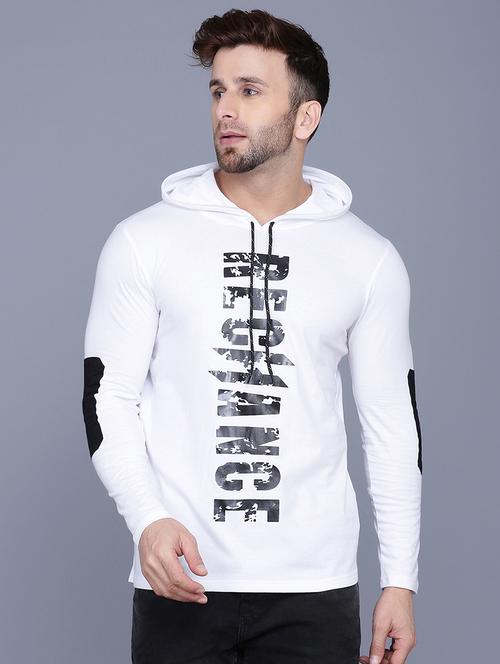 white front print hooded t-shirt - 17380660 - Very Small Image - 1