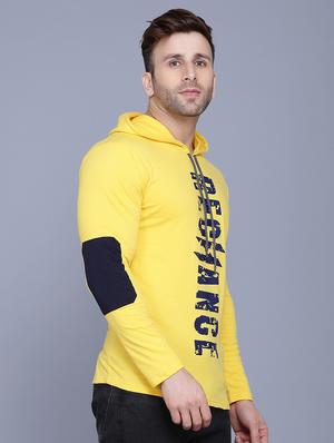 yellow front print hooded t-shirt - 17380661 - Standard Image - 2