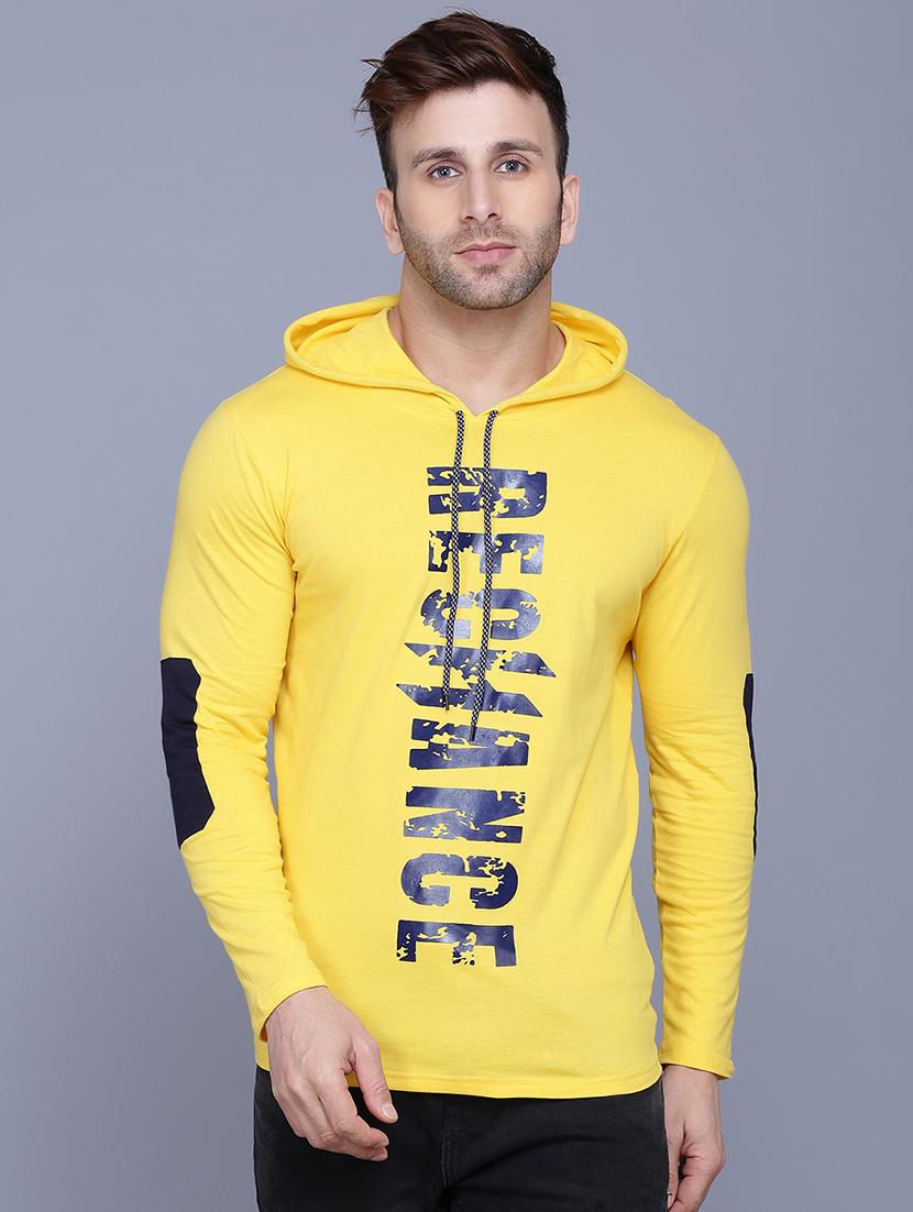 yellow front print hooded t-shirt - 17380661 - Zoom Image - 1