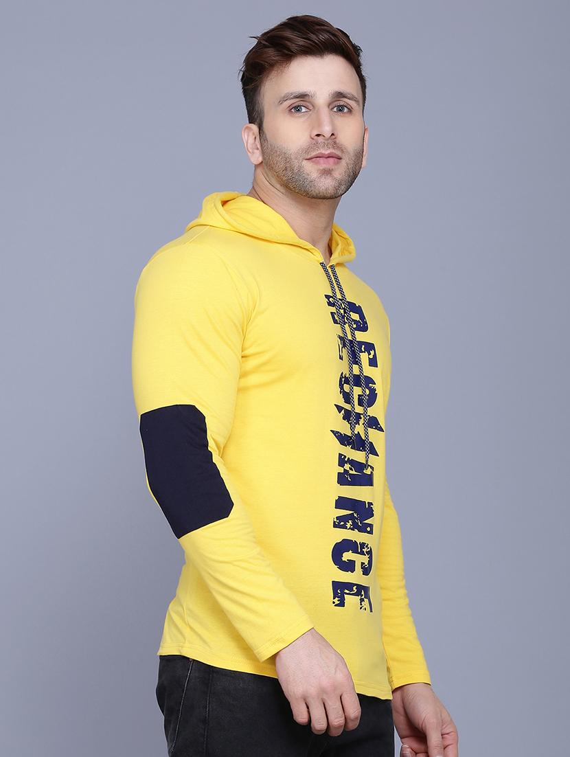 yellow front print hooded t-shirt - 17380661 - Zoom Image - 2