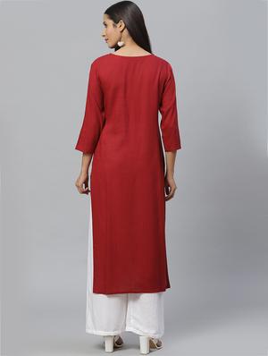 kaantha work straight kurta - 17380726 - Standard Image - 3