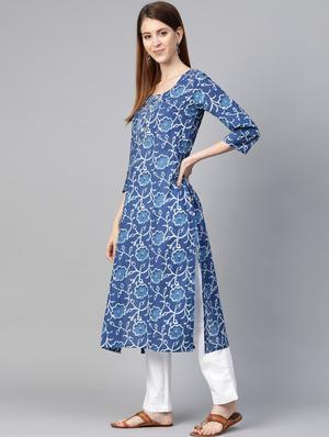gota patti straight kurta - 17380731 - Standard Image - 2